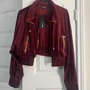 Fashion Nova Deep Burgundy Jacket & Pant Set